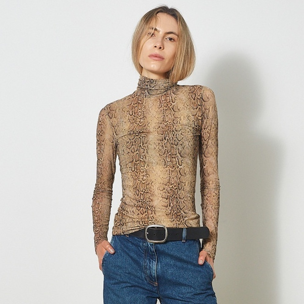 Ganni Brown Snake Print Top